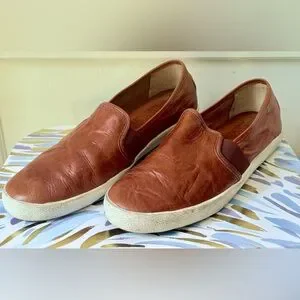 FRYE Dylan men\'s cognac brown leather slip-on loafer shoes, size 9.5 Frye | Shoes | Frye Dylan Slipon Shoes W Predistressed Sole  main image 4